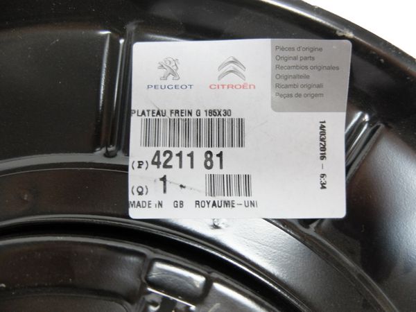 Ankerblech Für Scheibenbremse Hinten Links Original Peugeot 406 421181