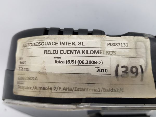 Tacho Kombiinstrument Seat Ibiza 6J0920801A 26829