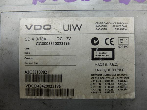 Cd-Radio VDO A2C53109821 CD413/78A