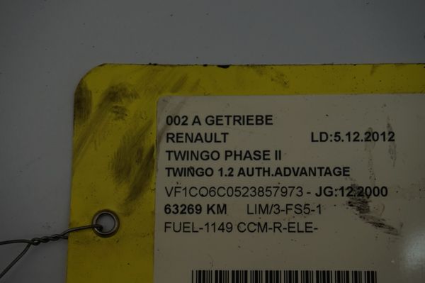Getriebe JB1975 1,2 Renault Twingo 1 7701700524 63000km