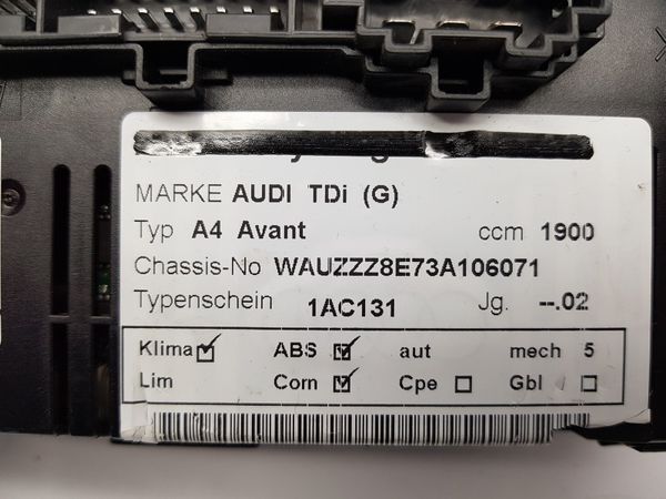 Klimabedienteil Bedienung 8E0820043K Audi A4 B6