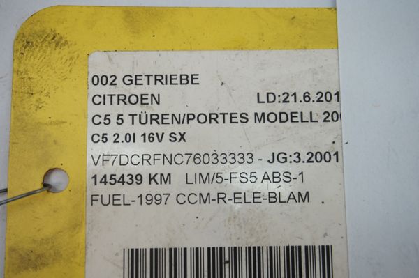 Getriebe 20DL30 2,0 16v Citroen C5 145000km 2205ZH