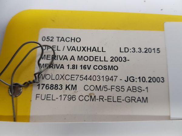 Tacho Kombiinstrument Opel Meriva A 13140266MP 110080162015 VDO